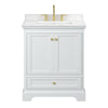 Custom image for White with Brushed Gold Trim / Carrara Cultured Marble, Rectangular Sink / No Mirror