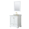 Custom image for White with Brushed Gold Trim / White Carrara Marble, Oval Sink / 24