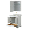Custom image for White with Brushed Gold Trim / White Carrara Marble, Oval Sink / Medicine Cabinet