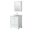 Custom image for White with Brushed Gold Trim / White Carrara Marble, Oval Sink / Medicine Cabinet