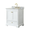 Custom image for White with Brushed Gold Trim / White Carrara Marble, Oval Sink / No Mirror