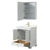 Custom image for White with Brushed Gold Trim / Giotto Quartz, Rectangular Sink / Medicine Cabinet