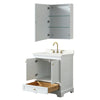 Custom image for White with Brushed Gold Trim / Giotto Quartz, Rectangular Sink / Medicine Cabinet
