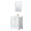 Custom image for White with Brushed Gold Trim / White Cultured Marble, Rectangular Sink / 24