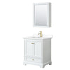 Custom image for White with Brushed Gold Trim / White Cultured Marble, Rectangular Sink / Medicine Cabinet