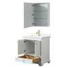 Custom image for White with Brushed Gold Trim / White Quartz, Rectangular Sink / Medicine Cabinet