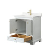 Custom image for White with Brushed Gold Trim / White Quartz, Rectangular Sink / No Mirror