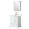 Custom image for White with Brushed Gold Trim / White Quartz, Rectangular Sink / Medicine Cabinet