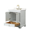 Custom image for White with Brushed Gold Trim / White Quartz, Rectangular Sink / No Mirror