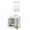 Custom image for White with Polished Chrome Trim / Carrara Cultured Marble, Rectangular Sink / 24