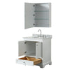 Custom image for White with Polished Chrome Trim / White Carrara Marble, Oval Sink / Medicine Cabinet