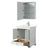 Custom image for White with Polished Chrome Trim / White Cultured Marble, Rectangular Sink / Medicine Cabinet