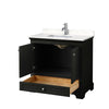 Custom image for Dark Espresso with Polished Chrome Trim / Carrara Cultured Marble, Rectangular Sink / No Mirror