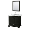 Custom image for Dark Espresso with Polished Chrome Trim / White Carrara Marble, Oval Sink / Medicine Cabinet