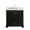 Custom image for Dark Espresso with Polished Chrome Trim / White Carrara Marble, Oval Sink / No Mirror