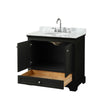 Custom image for Dark Espresso with Polished Chrome Trim / White Carrara Marble, Oval Sink / No Mirror