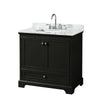 Custom image for Dark Espresso with Polished Chrome Trim / White Carrara Marble, Rectangular Sink / No Mirror