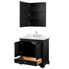 Custom image for Dark Espresso with Polished Chrome Trim / White Cultured Marble, Rectangular Sink / Medicine Cabinet