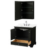 Custom image for Dark Espresso with Polished Chrome Trim / White Quartz, Rectangular Sink / Medicine Cabinet