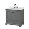 Custom image for Dark Gray with Matte Black Trim / White Carrara Marble, Oval Sink / No Mirror