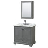 Custom image for Dark Gray with Matte Black Trim / White Carrara Marble, Rectangular Sink / Medicine Cabinet