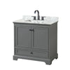 Custom image for Dark Gray with Matte Black Trim / White Carrara Marble, Rectangular Sink / No Mirror