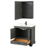 Custom image for Dark Gray with Matte Black Trim / Giotto Quartz, Rectangular Sink / Medicine Cabinet