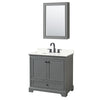 Custom image for Dark Gray with Matte Black Trim / Giotto Quartz, Rectangular Sink / Medicine Cabinet