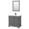 Custom image for Dark Gray with Matte Black Trim / White Cultured Marble, Rectangular Sink / 24