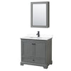 Custom image for Dark Gray with Matte Black Trim / White Cultured Marble, Rectangular Sink / Medicine Cabinet