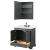 Custom image for Dark Gray with Matte Black Trim / White Cultured Marble, Rectangular Sink / Medicine Cabinet