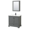 Custom image for Dark Gray with Matte Black Trim / White Quartz, Rectangular Sink / Medicine Cabinet
