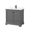 Custom image for Dark Gray with Matte Black Trim / White Quartz, Rectangular Sink / No Mirror