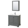 Custom image for Dark Gray with Polished Chrome Trim / Carrara Cultured Marble, Rectangular Sink / Medicine Cabinet