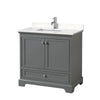 Custom image for Dark Gray with Polished Chrome Trim / Carrara Cultured Marble, Rectangular Sink / No Mirror