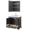 Custom image for Dark Gray with Polished Chrome Trim / Carrara Cultured Marble, Rectangular Sink / Medicine Cabinet