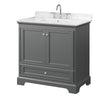 Custom image for Dark Gray with Polished Chrome Trim / Carrara Cultured Marble, Rectangular Sink / No Mirror
