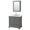 Custom image for Dark Gray with Polished Chrome Trim / White Carrara Marble, Oval Sink / Medicine Cabinet