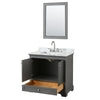 Custom image for Dark Gray with Polished Chrome Trim / White Carrara Marble, Rectangular Sink / 24