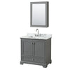 Custom image for Dark Gray with Polished Chrome Trim / White Carrara Marble, Rectangular Sink / Medicine Cabinet