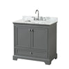 Custom image for Dark Gray with Polished Chrome Trim / White Carrara Marble, Rectangular Sink / No Mirror