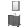 Custom image for Dark Gray with Polished Chrome Trim / Giotto Quartz, Rectangular Sink / Medicine Cabinet