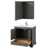 Custom image for Dark Gray with Polished Chrome Trim / White Cultured Marble, Rectangular Sink / Medicine Cabinet