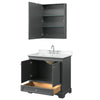 Custom image for Dark Gray with Polished Chrome Trim / White Cultured Marble, Rectangular Sink / Medicine Cabinet