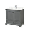 Custom image for Dark Gray with Polished Chrome Trim / White Quartz, Rectangular Sink / No Mirror