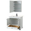 Custom image for White with Matte Black Trim / Carrara Cultured Marble, Rectangular Sink / Medicine Cabinet