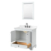 Custom image for White with Matte Black Trim / Carrara Cultured Marble, Rectangular Sink / 24