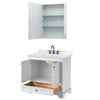 Custom image for White with Matte Black Trim / Carrara Cultured Marble, Rectangular Sink / Medicine Cabinet
