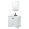 Custom image for White with Matte Black Trim / Carrara Cultured Marble, Rectangular Sink / Medicine Cabinet