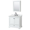 Custom image for White with Matte Black Trim / White Carrara Marble, Oval Sink / Medicine Cabinet